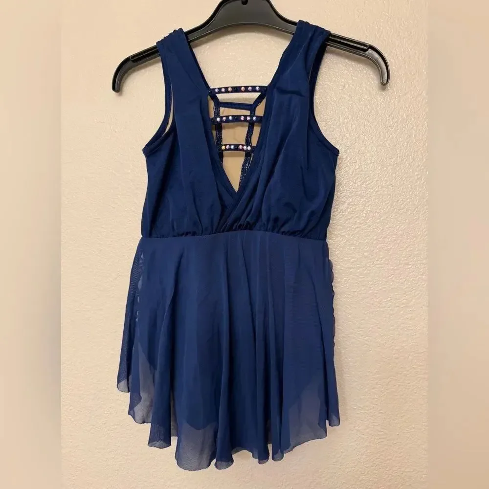 WEISSMAN custom solo Dance Costume navy blue Boardwalks SH12517 IC- child 7/8